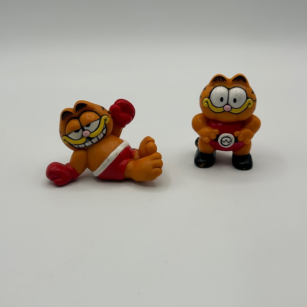 Vintage Garfield PVC Figures Set Boxer and Weightlifter 1978 1981 United Feature